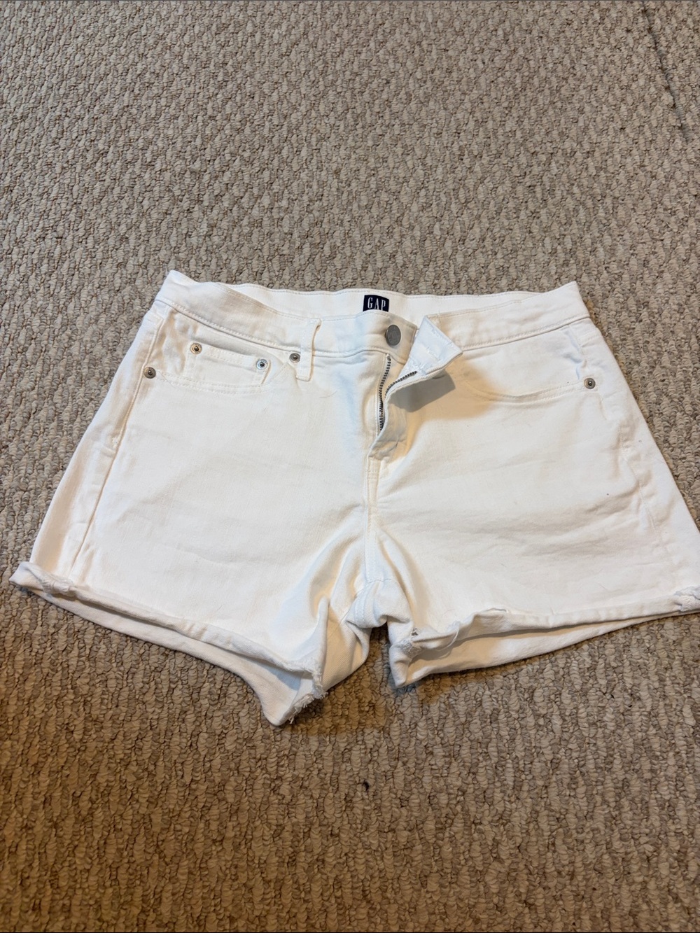 GAP White Rolled-Hem Denim Shorts